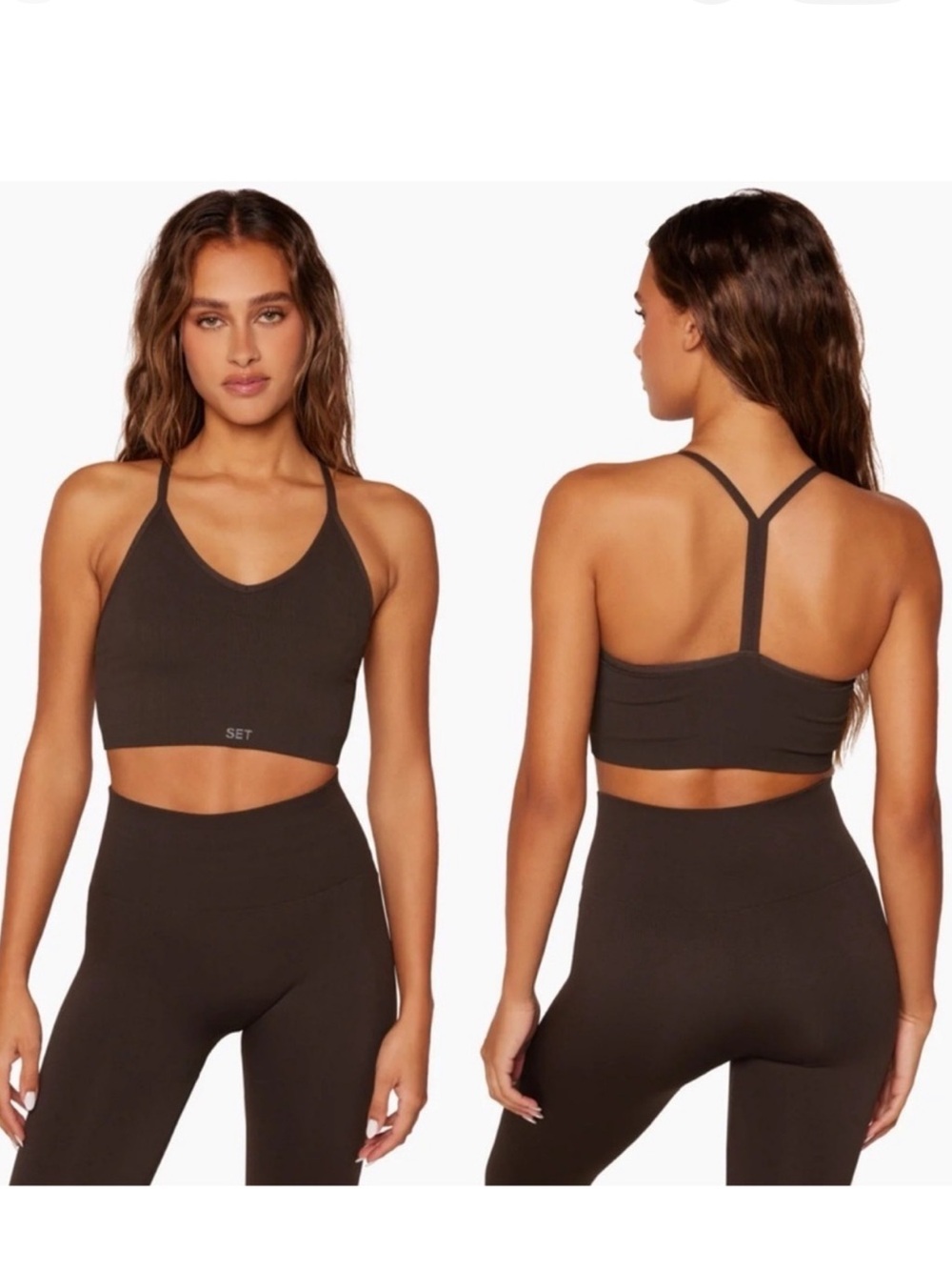 SET Active Sculptflex Espresso set. Leggings and Ribbed V bra